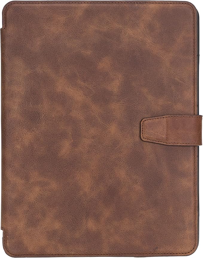 Genuine Leather Handmade iPad 10.2 Magnetic Closure Case with Separeted Compartments and Card Slots for Women &amp Men (8th Gen 2020) (7th Gen 2019) (Black)