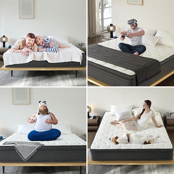 Hybrid Mattress King Size, 12 Inch Soft King with Hybrid Bed Mattress in a Box with Individual Pocketed Spring, Motion lsolation, Cooling and Breathable Fabric
