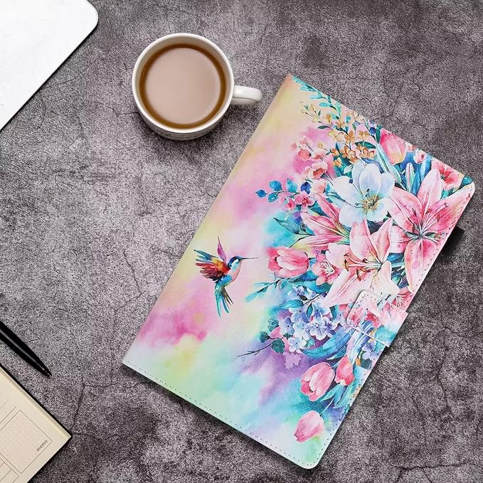 Universal Case for 10 Inch Tablet Multi-Angle Viewing Stand Case for 9.5-10.5 Inch Tablet Premium PU Leather Folding Stand Cover with Pen Holder &amp Multiple Angles Stand - Beach