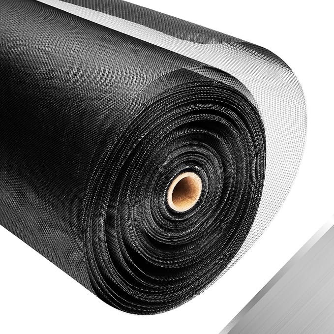 304 Stainless Steel Mesh Window Screen Roll, 47IN x 98.43FT Black Metal Window