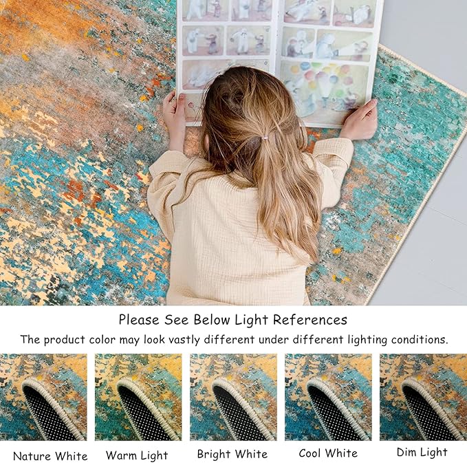 Lahome Modern Abstract Runner Rug - 2x4.3 Washable Hallway Rug Runner Soft Bathroom Mat, Non Slip Indoor Throw Carpet Runner for Bedside Camper Basement Laundry Room Front Door, Rosy Clouds