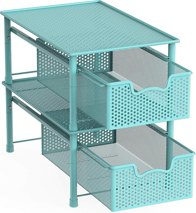 Simple Houseware Stackable Cabinet Basket Drawer Organizer, Turquoise