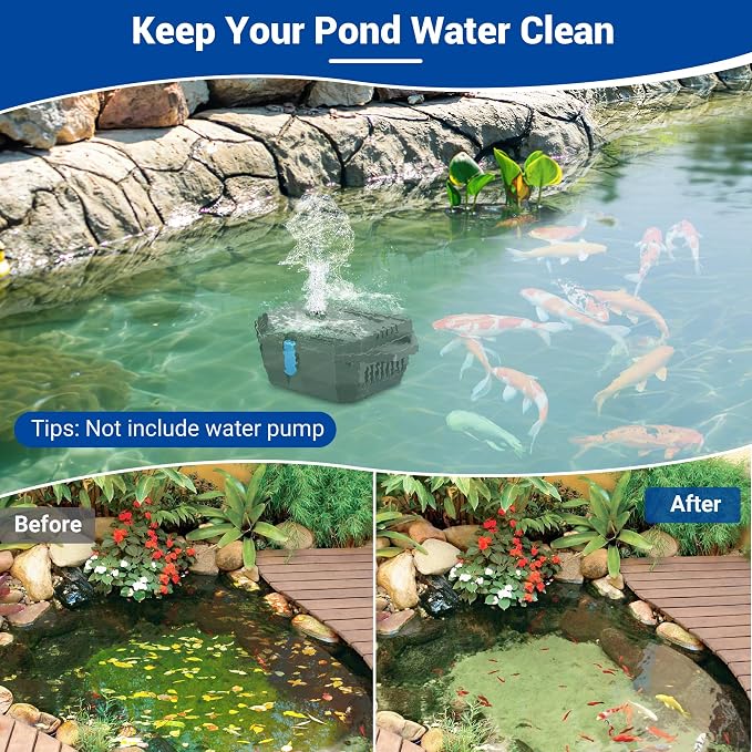 NFESOLAR Small Pond Filter for Outdoor Ponds Fish Tank 50-600 Gallon, Filter