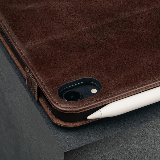 TORRO Case Compatible with iPad mini 7/6 – Genuine Leather iPad mini 7th / 6th Generation (2024/2021) Cover with Stand Function Apple Pencil Connectivity and Wake Sleep Function (Black)