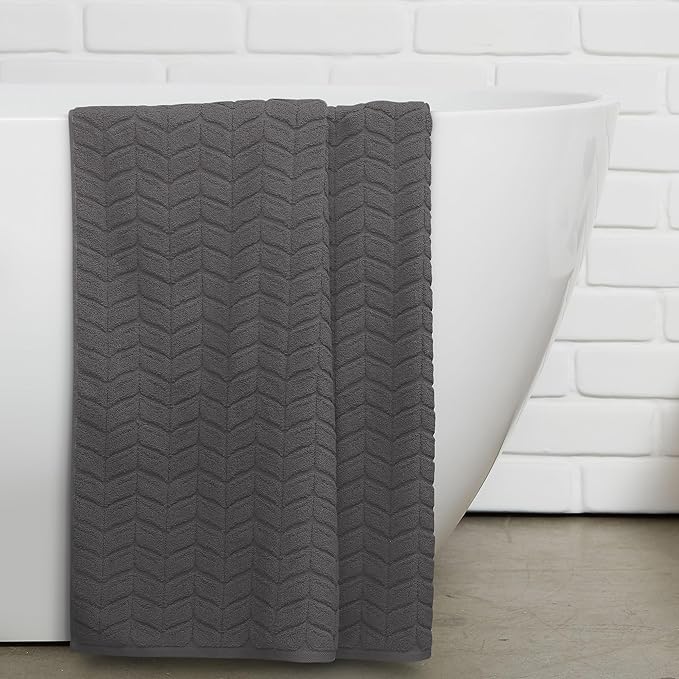 Ultra Soft & Stylish 700 GSM Luxury Bath Sheets | Pack of 2 | Extra Large 35x70 Inches | 100% Zero-Twist, Long-Staple Cotton | Remarkably Absorbent (Granite Grey)
