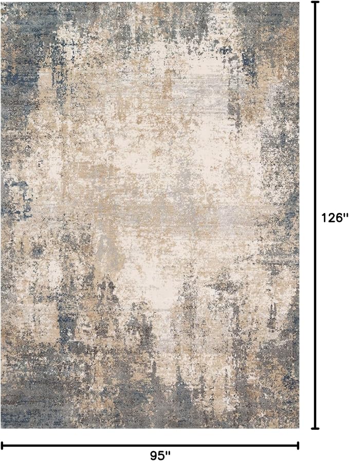 Loloi Teagan Collection TEA-08 Ivory/Mist 7'-11" x 10'-6" Area Rug, Large, Soft Neutral Rug, High-Traffic for Living Room, Bedroom, Home Office, Dining Area