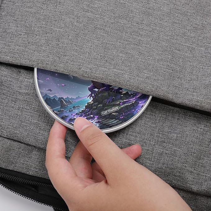 Purple Dragon Moon Wireless Charger Aluminum Alloy Frame 10W Fast Charging Pad with Indicator Light 6mm Thin &amp Portable Wireless Charging Pad for Travel Home Office Desk
