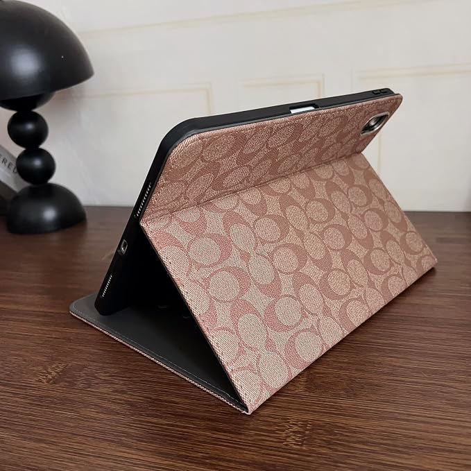 Brown Designer Leather case for iPad 11th Gen 11-inch (2025 A16) &amp iPad 10th Gen 10.9-inch (2022). Soft TPU Back Cover Built-in Pencil Holder Multi-Angle Stand and auto Sleep/Wake