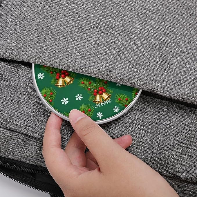 Christmas Chime Wireless Charger Fast Charging Pad | Anti-Slip Qi Certified Wireless Charging Pad for All Phones with Wireless Charging Function for Home Office Travel