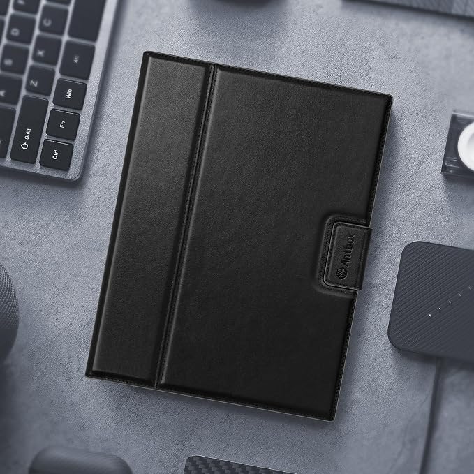 Antbox Case for iPad (A16) 11th (11'')/ 10th Generation (10.9'') Black | High Grade Skin-Touch Vegan Leather Built-in Pencil Holder Auto Sleep/Wake Function