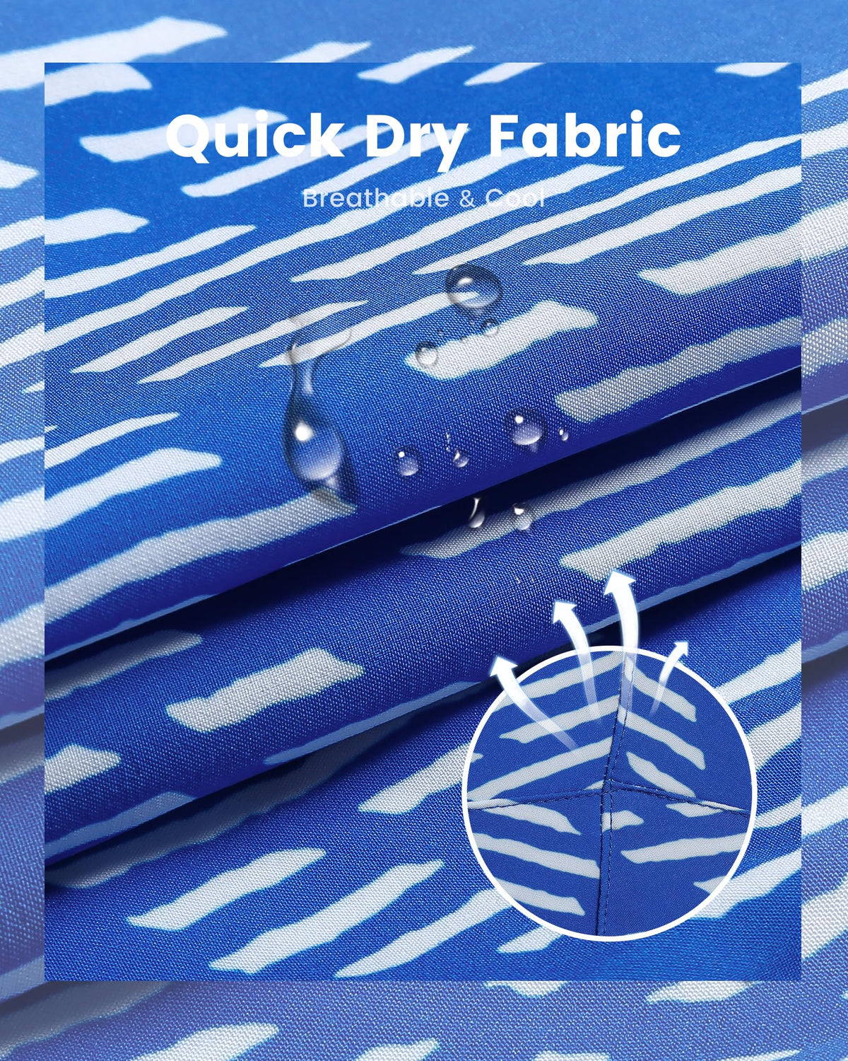 maamgic Mens Swim Trunks with Compression Liner 7 Inch Inseam Mens Bathing Suit Quick Dry Swimming Trunks Swimsuit Geometric Stripes Blue and White Large