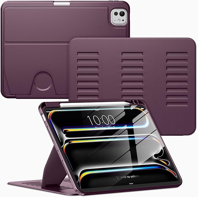 VIKESI Case for iPad Pro 11 inch (M5/M4) 2025/2024Multiple Angles Magnetic Stand CoverShockproof BackPencil Holderand Auto Sleep/WakeBlack
