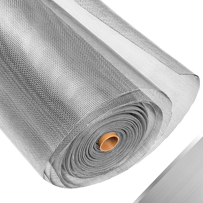 304 Stainless Steel Mesh Window Screen Roll, 35IN x 16FT Silver Metal Window
