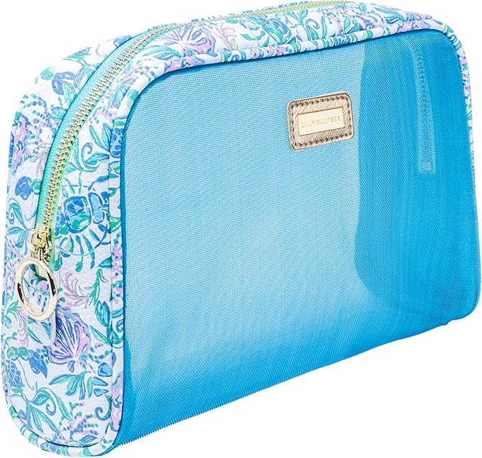 Lilly Pulitzer Clear Zipper Pouch, Cute Pencil Case for Adults, Travel Toiletry Bag, Small Pouch Bag for Supplies, Makeup or Toiletries, Just a Pinch
