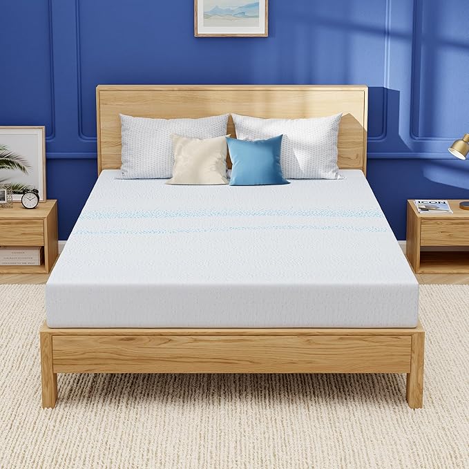 EGOHOME 8 Inch Cal King Mattress, Gel Memory Foam with Charcoal, Fiberglass Free, CertiPUR-US Certified, Temperature-Regulating, Machine Washable Cover, 84" x 72" x 8", Medium