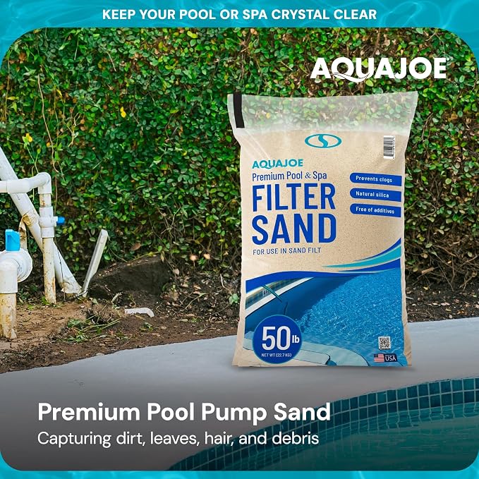 Aqua Joe Premium Pool and Spa Filter Sand, Natural Silica, 50 Lb Bag