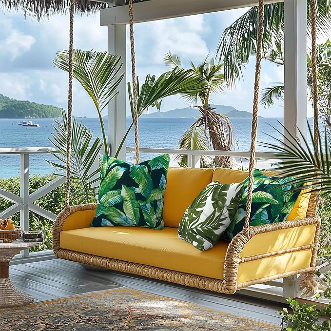 Outdoor Throw Pillow Covers 18”x18”, Decorative Pillow Covers for Patio Furniture, Modern Cushion Cases for Garden Couch Home Sofa Bed Office Chair, Pack of 2, Hanalei Lagoon