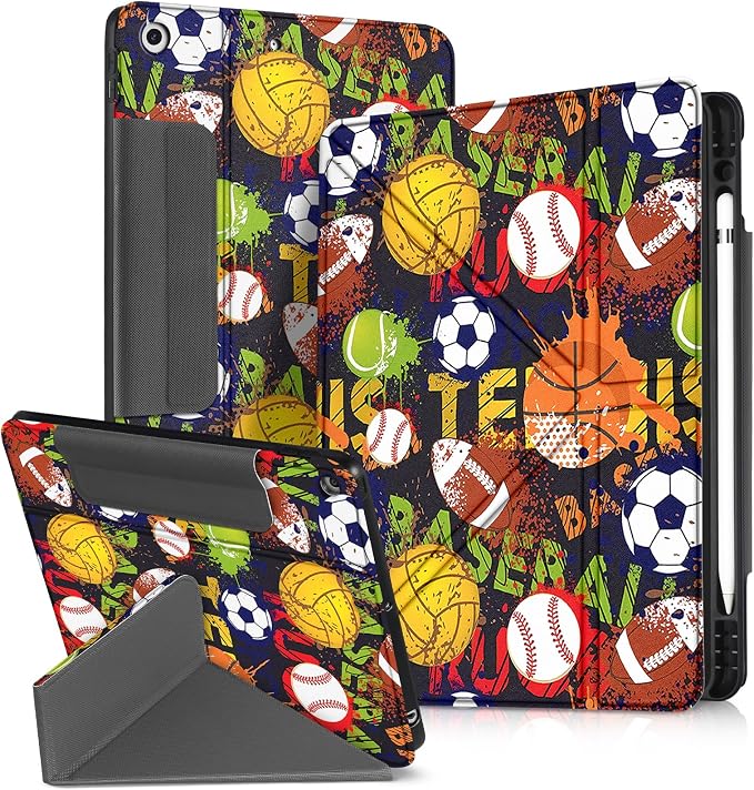 for iPad 9th/8th/7th Generation 10.2 Inch Case with Pen Holder for Boys Girls Women Men Cute Cartoon Anime Cool Funny Protector Stand Tablet Cover for Apple i Pad 7/8/9 Book Cat