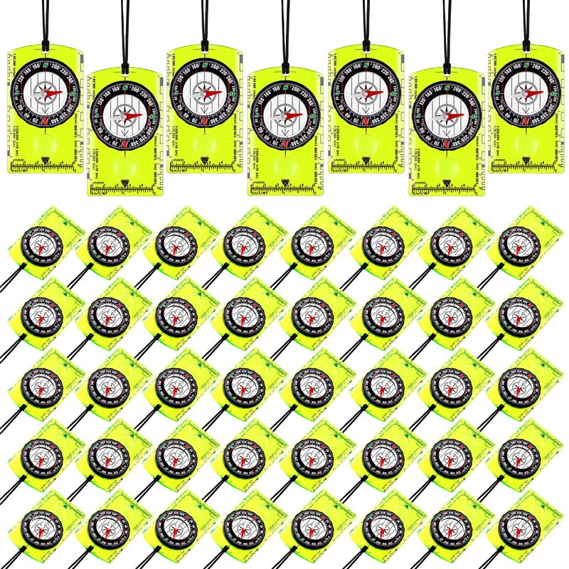 Geiserailie 50 Pcs Acrylic Orienteering Compass Hiking Backpacking Map Reading Compass for Navigation and Survival Outdoor Exploring