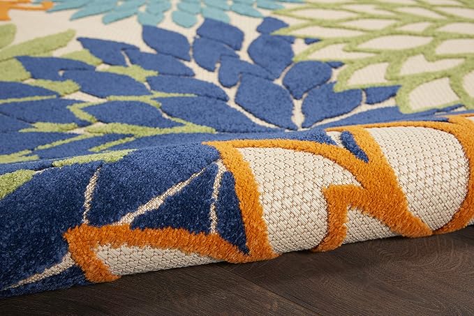 Nourison Aloha Indoor/Outdoor Multicolor 2'3'' x 8' Area--Rug, Tropical, Botanical, Easy--Cleaning, Non Shedding, Bed Room, Living Room, Dining Room, Deck, Backyard, Patio (2x8)