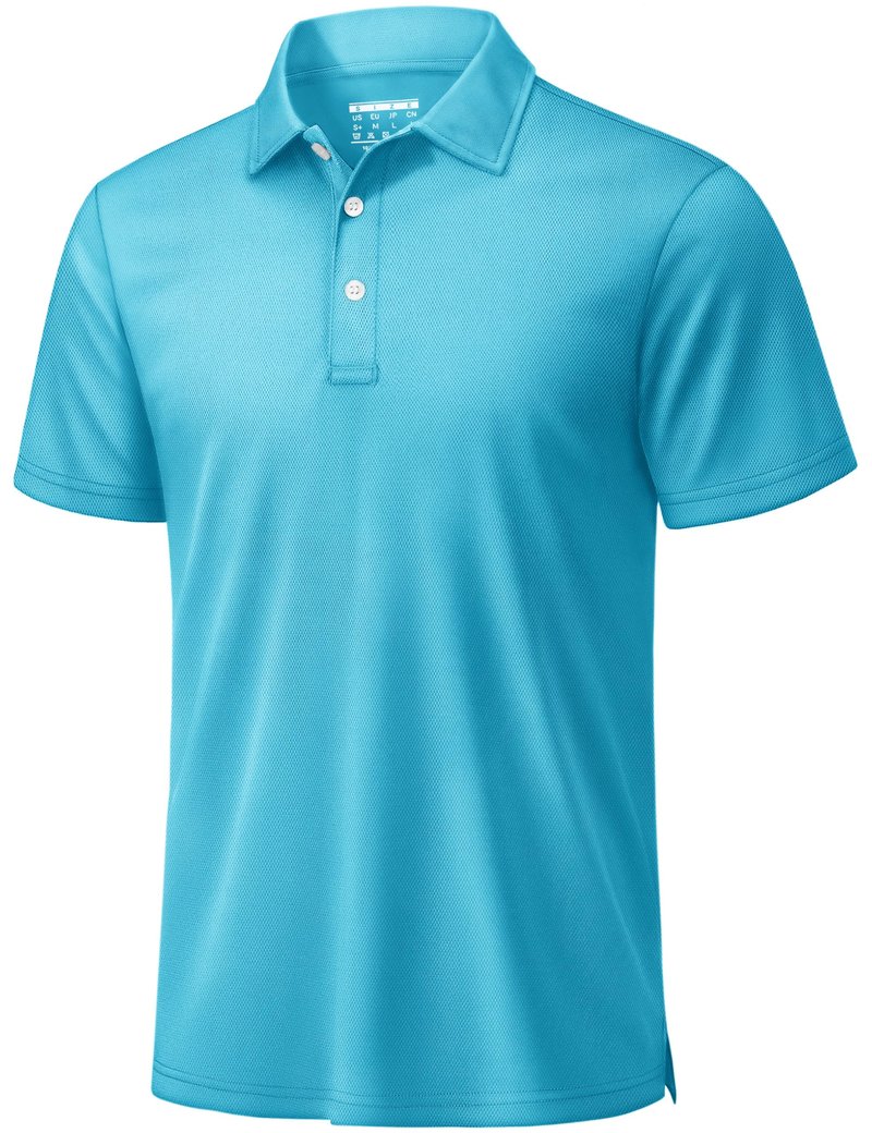 TACVASEN Mens Golf Shirt Dry Fit Mens Polo Shirts Short Sleeve Performance Golf Polos for Men with Collar Work Shirts Ice Blue, XL
