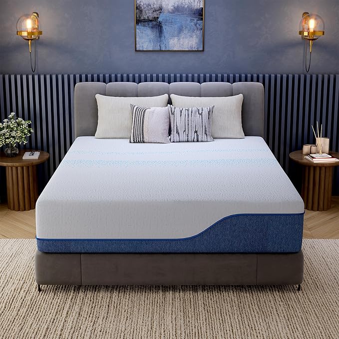 EGOHOME 14 Inch King Mattress, Gel Memory Foam with Charcoal, Fiberglass Free, CertiPUR-US Certified, Temperature-Regulating, Machine Washable Cover, 80" x 76" x 14", Medium