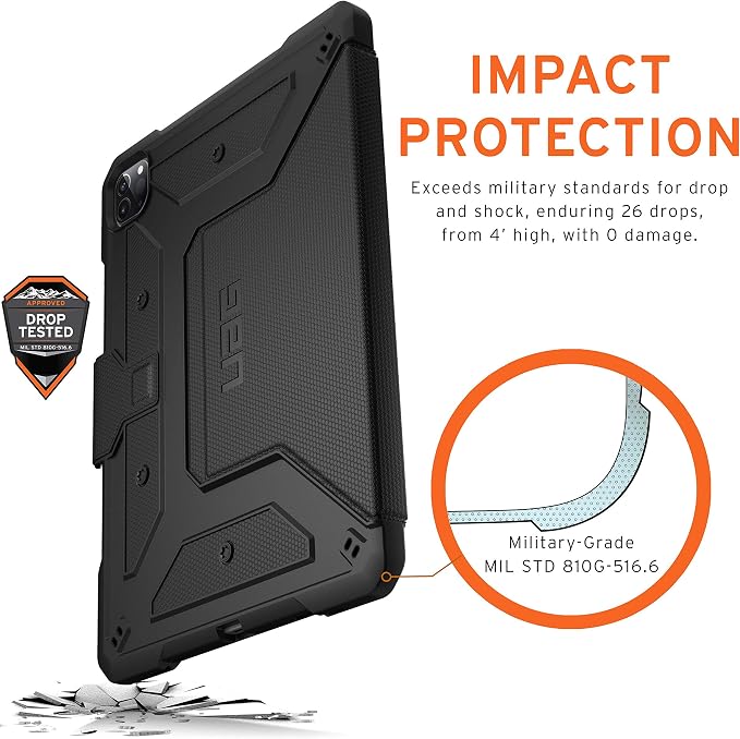 URBAN ARMOR GEAR UAG iPad Pro 12.9-inch (4th Gen 2020) Case Metropolis [Black] Folio Slim Heavy-Duty Tough Multi-Viewing Angles Stand Military Drop Tested Protective Cover