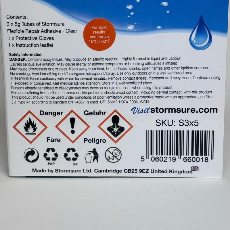 Stormsure Flexible Repair Adhesive: (3 x 5g) Clear Glue - Highly Durable, Waterproof Glue for All Repairs