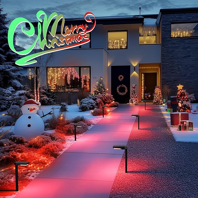 Solar Pathway Lights Outdoor, Smart Color Changing with 9-in-1 (Warm White/Cool White/RGBCW) Modes,Bright Landscape Lighting Waterproof for Walkway,Garden,Driveway,Yard,Patio(4pack)