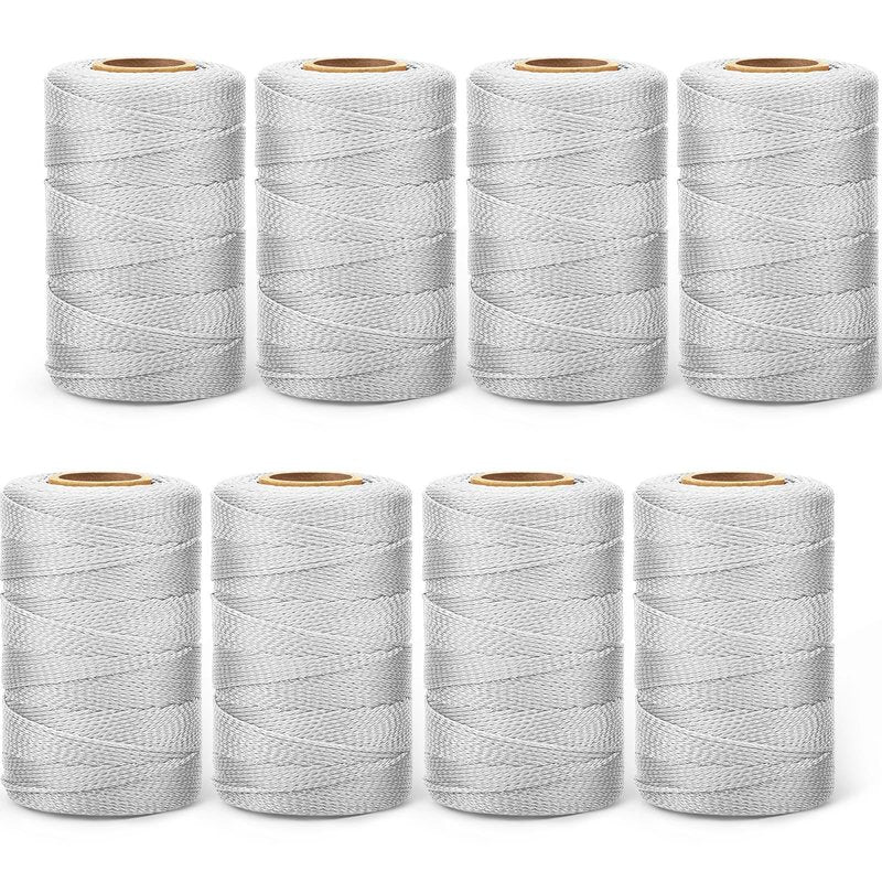 Woanger 8 Rolls Mason Line #18 Braided Nylon String Total 4000 Feet Length Masonry Nylon Twine for Gardening Construction Crafting DIY Project Workshop(White)