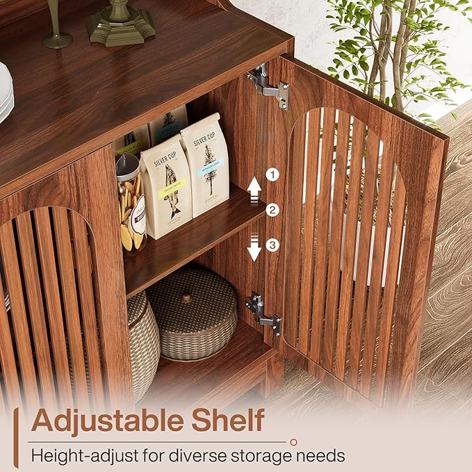 Tribesigns Sideboard Buffet Cabinet, 57" Farmhouse Storage Cabinet with Shutter Doors and Adjustable Shelf, Freestanding Kitchen Cabinet TV Stand for Dining Room, Living Room, Kitchen