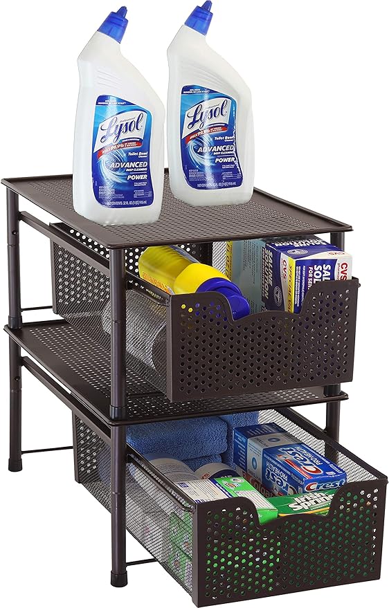 Simple Houseware Stackable Cabinet Basket Drawer Organizer, Bronze