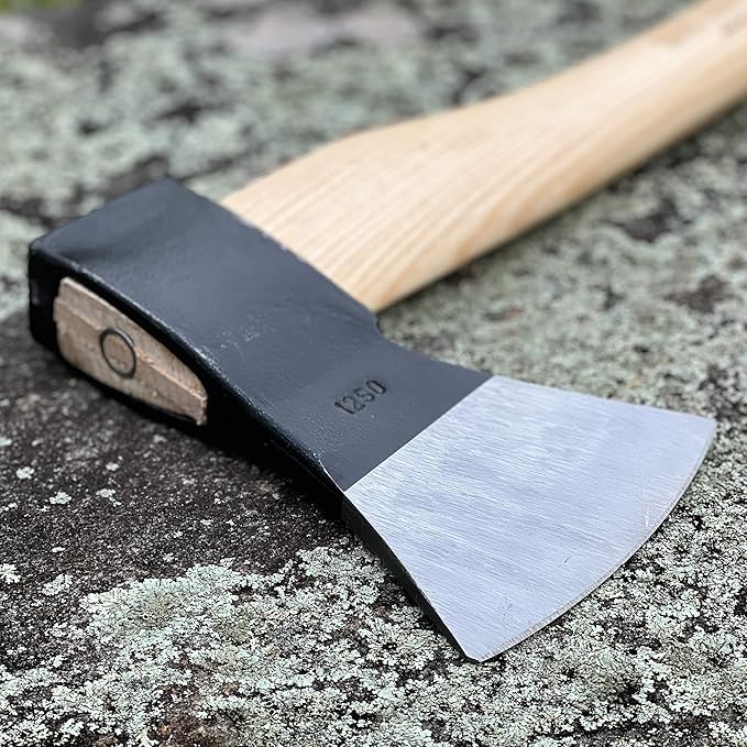 Kings County Tools German-Style Italian Tree Felling Axe | 31.25" Long Gently Curved Ash Wooden Handle | Powder Coated Steel Head with 5" Striking Face