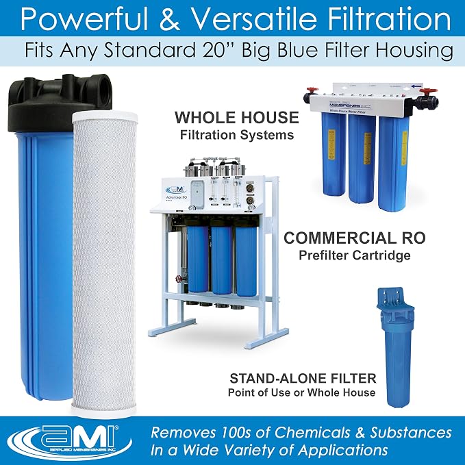 APPLIED MEMBRANES INC. 4.5" x 20" Carbon Water Filter | Whole House or