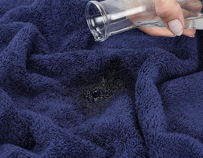 American Soft Linen Luxury 6 Piece Towel Set, 2 Bath Towels 2 Hand Towel 2 Washcloths, 600 GSM 100% Cotton Turkish Towels for Bathroom, Navy Blue Towel Sets