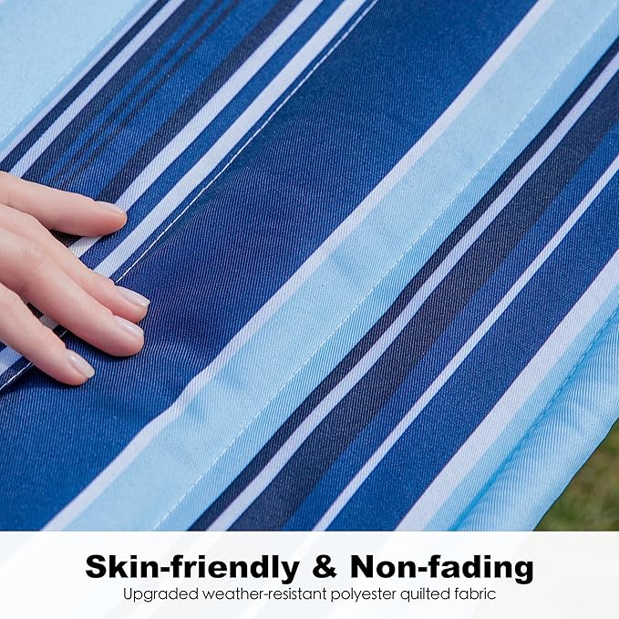 2 Person 12FT Hammocks for Outside, Double Quilted Fabric Outdoor Hammock with Spreader Bar, Large Removable Pillow, Storage Pockets, Carabiners, Max 475 lbs Capacity (Catalina Beach)