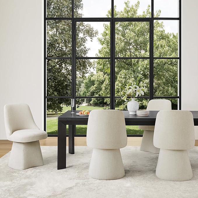 Swivel Dining Chairs Set of 4, Upholstered Mid Century Modern Deskchair with High Back, Linen Fabric Kitchen Chairs for Dining Room, Bedroom, Dressing Room, Linen
