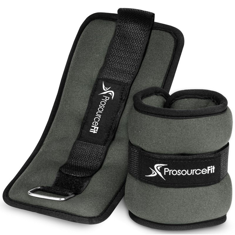 ProsourceFit Ankle, Wrist, Arm, and Leg Weights for Men and Women, Set of 2, 2lb each, Gray