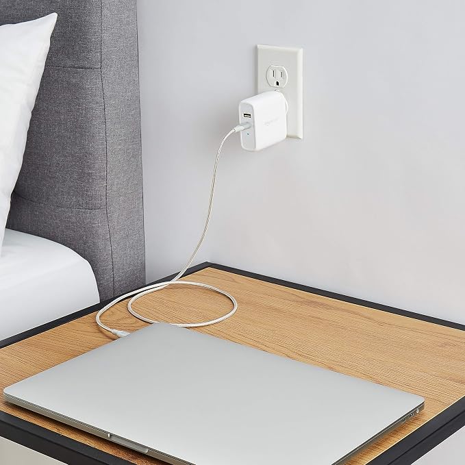 Amazon Basics 68W Two-Port GaN Wall Charger with 1 USB-C (60W) &amp 1 USB-A Ports (18W) with PD for Laptops Tablets &amp Phones (iPhone 16/15/14/13/12/11/X iPad MacPro Samsung More) Non-PPS B