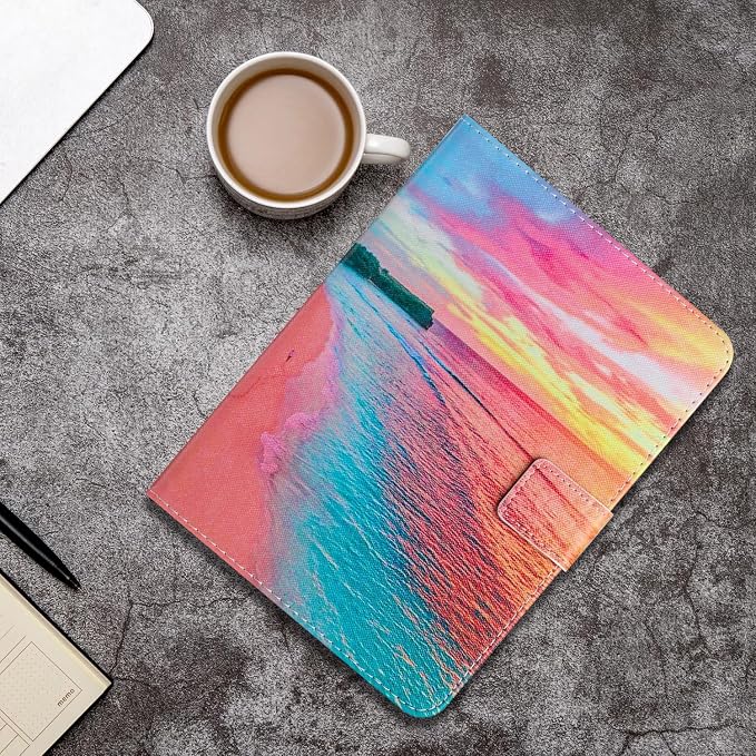 Case for iPad mini 7 A17 Pro &amp iPad mini 6 (2024/2021) Built-in Pencil Holder Premium PU Leather Folio Stand Smart Protective Cover Multi-Viewing Angles and Auto Wake/Sleep - Beach