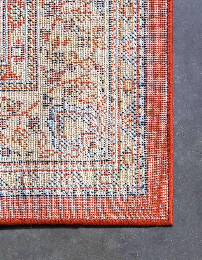 Unique Loom Reza Collection Traditional Persian Style Area Rug, 4 x 6 ft, Terracotta/Ivory