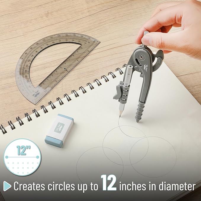 Mr. Pen- Compass and Protractor Set, Math Compass for Geometry and Drawing