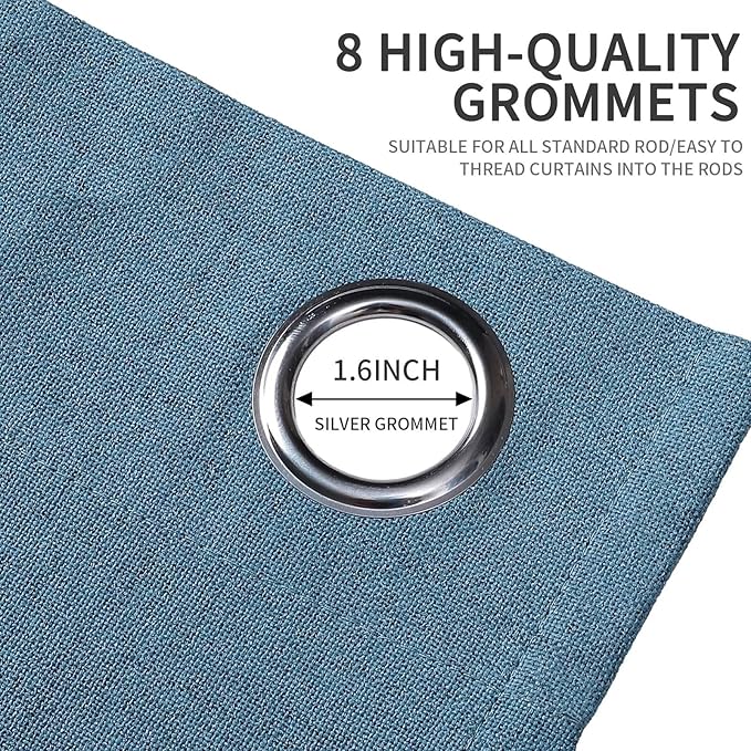 Joydeco Custom Light Blue Textured Total Blackout Curtain for Bedroom and Living Room. Grommet Textured Thermal Insulated Room Darkening Curtain 1 Panel (Custom Size and Color)