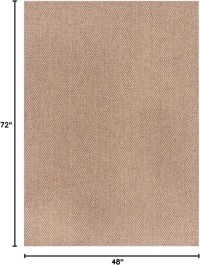 CAMILSON Easy Jute Rug 4x6, Indoor Outdoor Natural Color Farmhouse Area Rugs for Living Room Patio and Kitchen Rug, Solid Boho Woven Design, Easy-Cleaning, Washable Outside Carpet Alfombras (4 x 6)