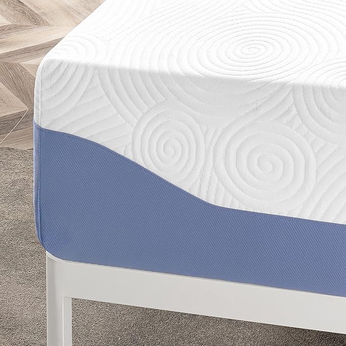 Mellow 14 Inch Cooling Gel-Infused Memory Foam Bed Mattress, Medium Firm Sleep and Breathable Fabric Cover, Twin , Mattress In A Box