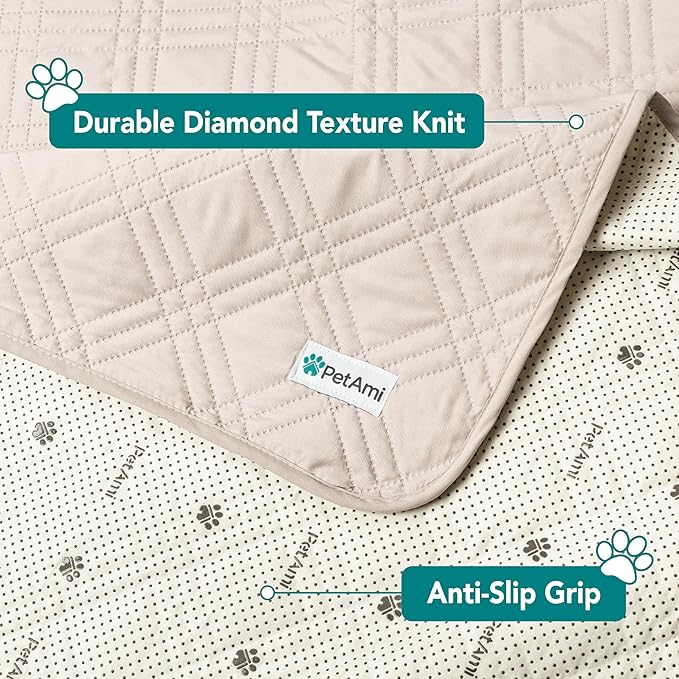 PetAmi Waterproof Dog Bed Cover, Reversible Furniture Protector for Cats & Dogs, Washable Blanket for Couch Seat, 102x82 Beige