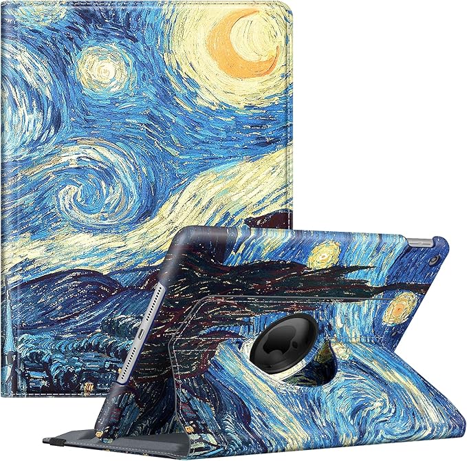 Fintie 360° Rotating Case for iPad 9th / 8th / 7th Generation 10.2 Inch | Swivel Stand Portrait &amp Landscape Viewing Shockproof Cover with Pencil Holder Auto Wake/Sleep Aqua Wave
