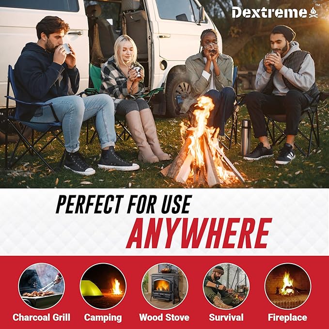 Dextreme Fire Starter Pack of 144/48 Natural Fire Starters Cubes for Campfires, Charcoal, BBQ, Grill Pit, Fireplace, Wood Stoves, Smokers and Camping - Easy to Ignite and Non Toxic… (144 Squares)