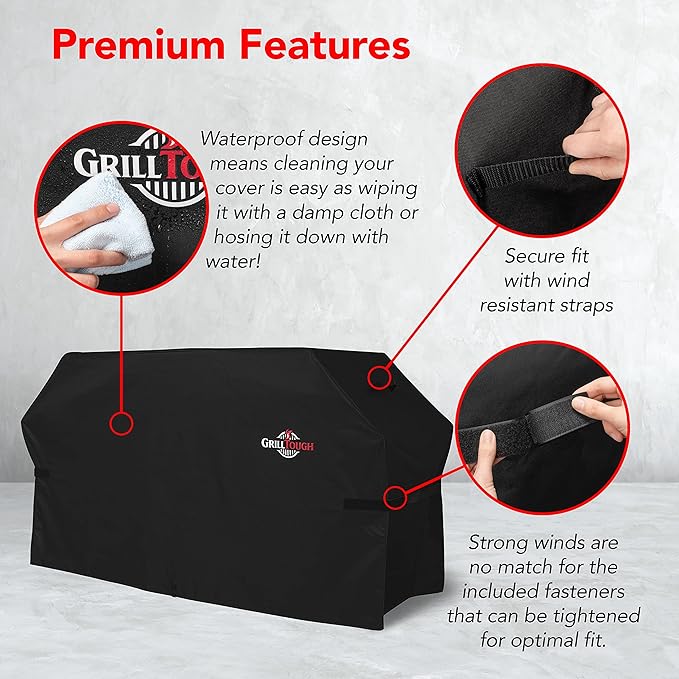 GrillTough Heavy Duty Griddle Cover for Outdoor Griddle, Fits 36 Inch Griddle – Waterproof, Weather Resistant, UV & Fade Resistant with Adjustable Straps – Flat Grill Cover, Black