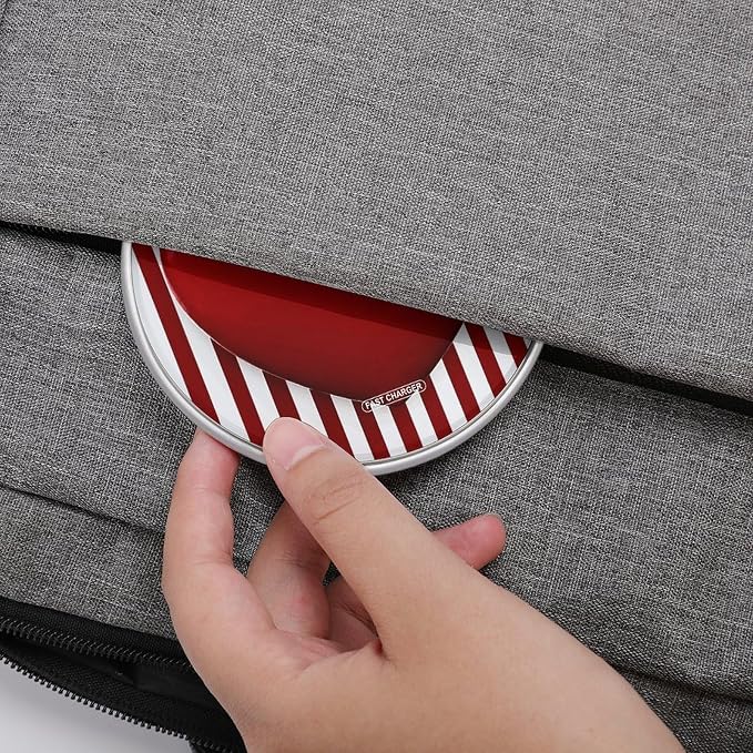 Red and White Striped Heart Wireless Charger Portable Fast Charging Pad Lightweight Wireless Charging Pad 10W Slim Charging Station for Phone Charger Mat for Travel Home Office Desk